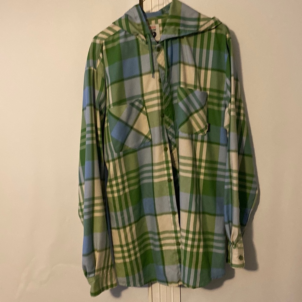 Burton Green and Blue Plaid Hoodie